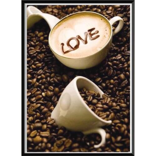 5D diamond painting full diamond coffee round diamond mosaic pattern home decoration DIY handmade