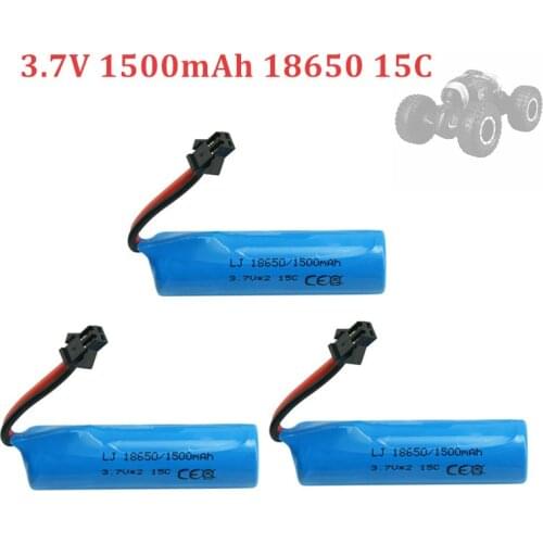 3.7v 1500mah 15C 18650 Li-ion Battery For RC Stunt Car Q85 Q70 Rc Car Toys SM-2P Plug RC Boat Car Water soft Gun Battery Parts
