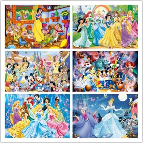 Disney Princess 5D Cross Stitch Diamond Painting DIY Round Full Square Diamond Embroidery Mosaic Kit Home Decoration Crafts Gift