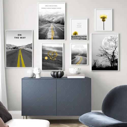 Black White Road Tree Forest Dandelion Wall Art Canvas Painting Nordic Posters And Prints Wall Pictures For Living Room Decor