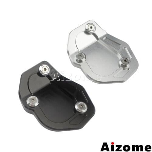 Black & Silver Motorcycle Aluminum Kickstand Enlarger For BMW R NINE T R9T 2017 2018 Foot Side Stand Extension Plate Support Pad