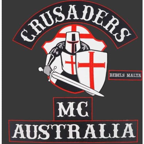 Crusaders Australia MC Large Embroidery Punk Biker Patches Clothes Stickers Apparel Accessories Badge