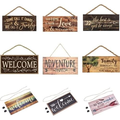 Wooden Plaque Hanging Pendants Wall Door Sign For Christmas Party Calligraphy Art Painting Hanging For Home Decorative