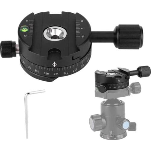 QJ-01 Aluminum Alloy 360 Degree Rotatable Panoramic Tripod Head with Scale Level for Arca Swiss Clamp Panoramic Tripod Head