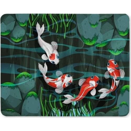 Gaming mouse pad,Mouse Pad Four Fish Swimming in the Pond Unique Custom Printed Mousepad Non-Slip Rubber