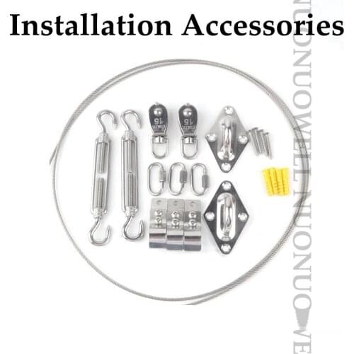 SS304 Telescopic Wave Sunshade Net Installation Accessories Holder Tensioner Pulley Set Soft Wire Rope Full Equipment
