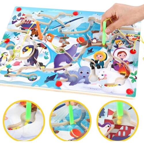 Space City Magnetic Board Running Beads Puzzle Game Intellectual Kids Toy