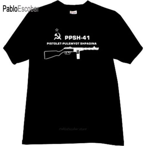 Fashion t-shirt men cotton t shirt PPSH - 41 Weapon of the World War II T-shirt in black brand tee-shirt male summer tops