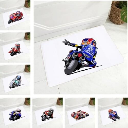 Cartoon Sport Motorcycle Floor Mat for Children Room Bedroom Non-Slip Decor Mobile Bike Soft Doormat Flannel Carpet 40x60cm