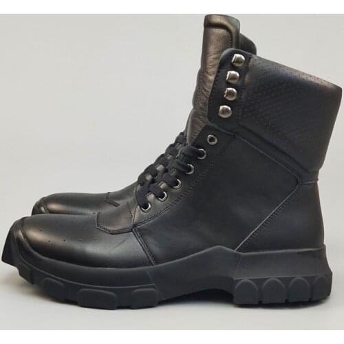 Men Boots High Ankle Luxury Trainers Cow Leather Winter Boots Lace Up Men Casual Motor Sneaker Flats Transparent Platform Shoes