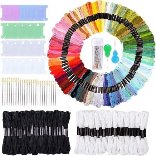 LMDZ 207 Pcs Embroidery Kit,Embroidery Starter Kit with 150 Colors Embroidery Floss Cross Stitch Threads, Embroidery Floss