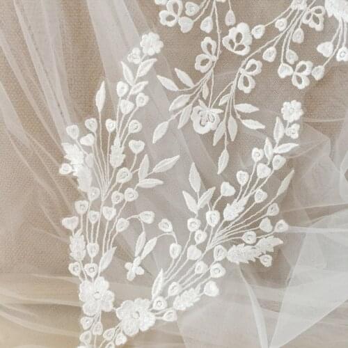 New Exquisite White Transparent Sequin Embroidery Lace Flower Applique DIY Bride Wedding Dress Veil Accessories