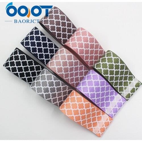 OOOT BAORJCT I-191121-2534,38mm,10yards Colorful geometric Printed grosgrain Ribbons,Clothing bow cap DIY decorations materials