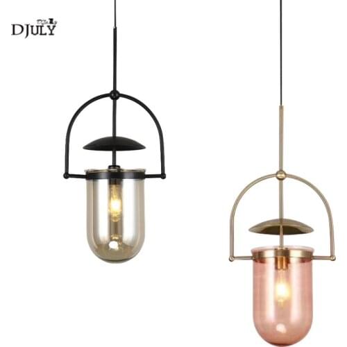 Postmodern designer pink glass warhead pendant lights for villa bedroom living room luxury home deco suspension luminaire led