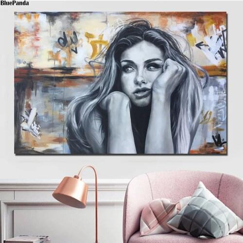 The Clear-eyed Pensive Art Delicate Woman Canvas Poster Print Abstract Painting Black White Wall Picture Modern Home Decor