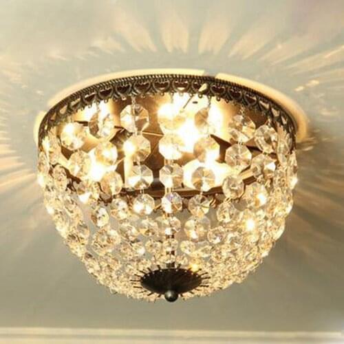 Retro American style crystal ceiling lamp Creative round bedrooms lighting fixture corridors corridors individual lamps E14 LED