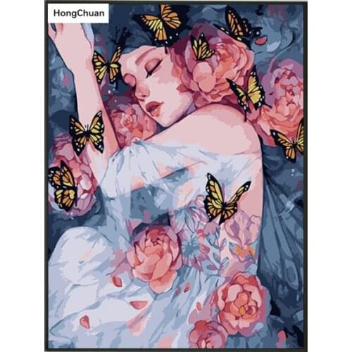Butterfly girl mural 5D DIY square/round diamond painting cross stitch needlework mosaic diamond thorn show homedecoration gifts