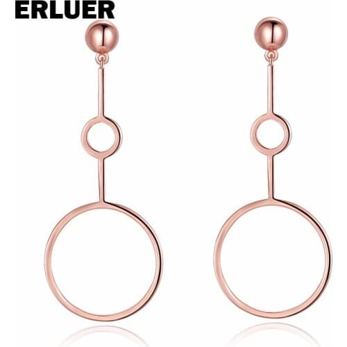 Womens Drop Earring Fashion Long Earrings Ear Dangle Wedding Bridal Party Girls White Rose Gold Color Jewelry Round brinco