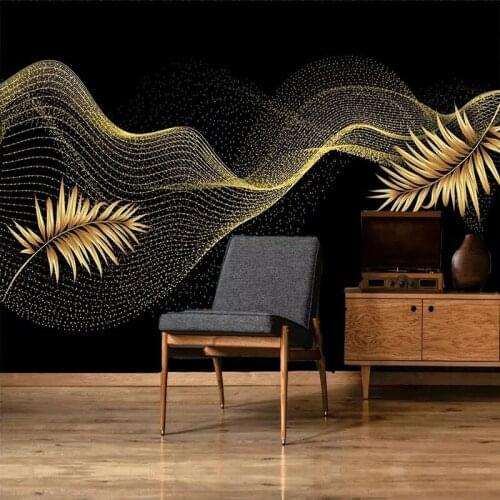 Modern Creative Light Luxury Golden Leaf Lines Wallpaper 3D Living Room Bedroom Home Decor Art Murals Wall Paper Papel De Parede