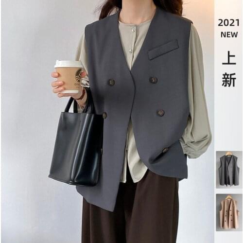 Leisure V-neck suit vest coat womens autumn 2021 sleeveless loose suit coat 5191