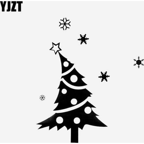 YJTZ 13.6CM * 15.7CM Creative Christmas Tree Car Sticker Vinyl Decal Black/Silver C23-0004