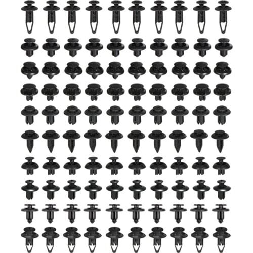 100Pcs Fastener Clips Car Accessories 6mm/7mm/7.5mm/8mm/9mm Plastic Trunk Screw Rivets Set Car Bumper Fender Retainer Fastener