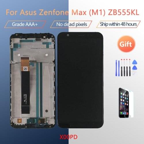 For Asus Zenfone Max (M1) ZB555KL LCD screen assembly with front case touch glass, X00PD LCD Display original Black