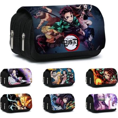1Pcs Anime Demon Slayer Kimetsu No Yaiba Printing Men handbag Pencil Case Zipper Pen Stationery Fashion Casual Catoon Box Wallet