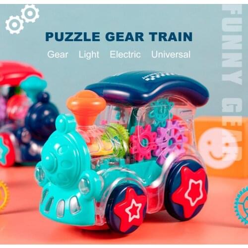 1Pcs Creative Electrical Train Model Lighting Effect Universal Direction Sound Electric Cartoon Train Figure Toy for Education