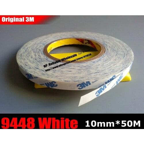 10mm Wide * 50M) 3M9448 White Double Sided Adhesive Tissue Tape for phone Tablet Screen Lens PCB Bond