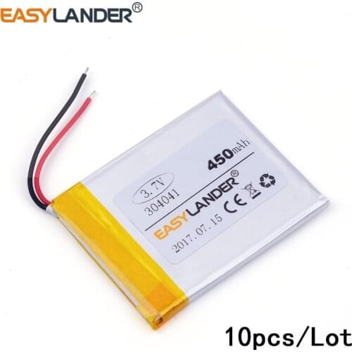 10pcs /Lot 3.7v lithium Li ion polymer rechargeable battery 304041 450mAh phone battery factory direct 034041