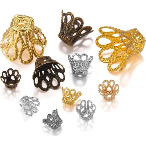 100pcs/Lot S/M/L Size Iron Wine Glass Shape Torus Alloy Beads Caps Jewelry Findings Spacer Bead For Jewelry Making DIY Necklaces