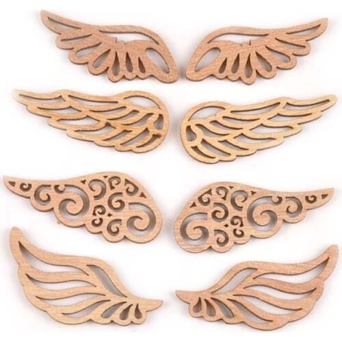 20pcs 23x56mm Wing Wooden Ornaments Home Decor Accessories For DIY Scrapbooking Wood Crafts Handicraft Embellishments M1970