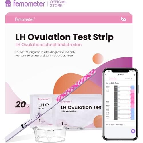 20 PCS/set Femometer Ovulation Test Strips Kit LH OPK Sensitive Fertility Predictor Testing Sticks Accurate Results with App