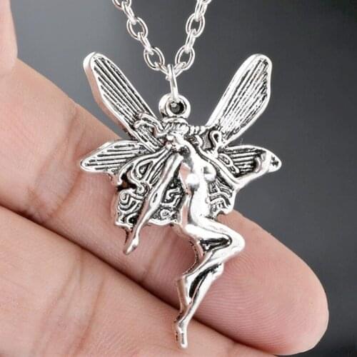 2021 Trend Retro Fashion Angel Wings Womens Necklace Earrings Female Horn Fairy Pendant Necklace Accessories Jewelry Gifts