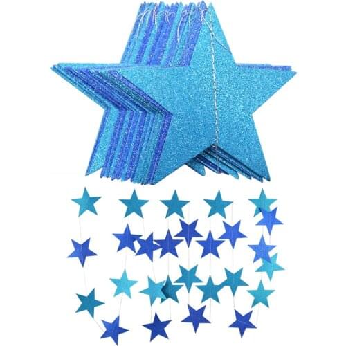 4 Meters Glitter Gold Silver Stars Paper Garland for Wedding Birthday Party Decoration Backdrop Photo Prop Christmas Tree Decor