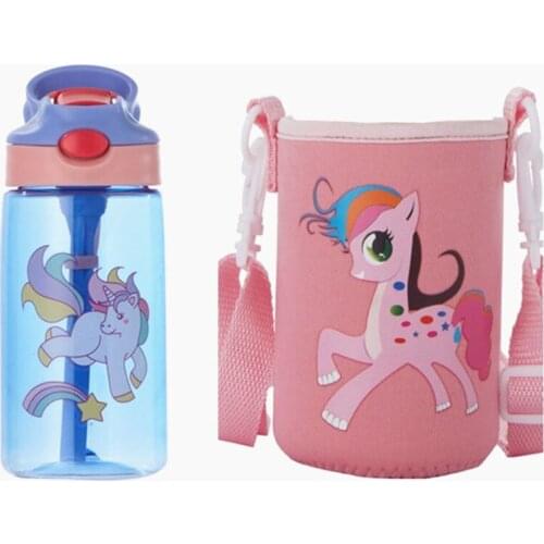 480ML Kids Water Cup Creative Cartoon Baby Feeding Cups With Straws Leakproof Water Bottles Outdoor Portable Childrens Cups