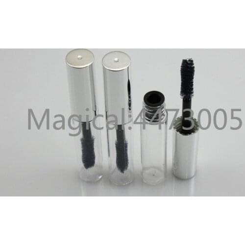 50pcs/lot 4ml Empty Cosmetic Plastic Clear Mascara Tube Eyelash Palm/castor Oil Essence Refillable Container Bottles Silver Cap
