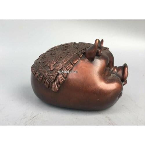8'' Classica Red Bronze carved chinese folk coin money pot Piggy Bank boxes