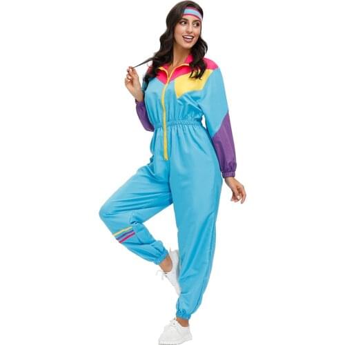 80s 90s Retro Sportswear Halloween Costume For Women Carnival Party cosplay Dress Up Energetic dance exercise aerobics ski suit