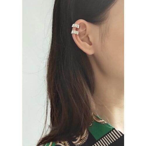 Authentic 925 Sterling silver Polished Glossy Geometric Clip earrings jEWELRY (No pierced) Diameter 9mm TLE571