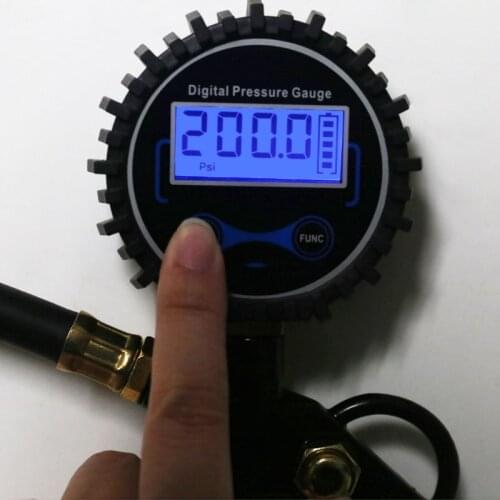 Car Digital Tire Inflator Pressure Gauge with Dual Head Chuck for AUTO RV Truck Motorcycle Bike Car Air Pump Compressor