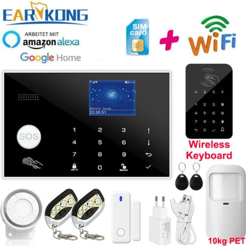Wifi GSM Alarm System Tuya Alarm 433MHz Wireless & Wired Detector Burglar Alarms RFID Card TFT LCD Touch Keyboard 11 Languages