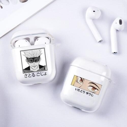 Japan Anime Jujutsu Kaisen Earphone Case For Airpods 1 2 Gojo Satoru Clear Soft TPU Wireless Headphones Cover Cute Pattern BOX