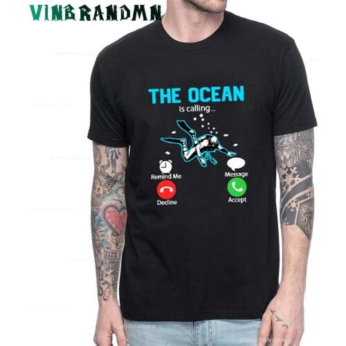 Scuba Diving T shirt men Funny Leisure The Ocean is Calling T-shirt Scuba Diver tshirt Casual Harajuku Tee shirt Hombre Camiseta