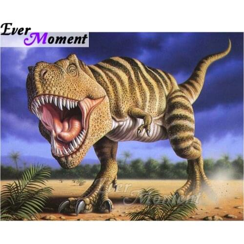 Ever Moment Diamond Painting Dinosaur Needlework Full Square Drills Cool Yellow Dinosaur Animal Home Decoration Craft ASF1040