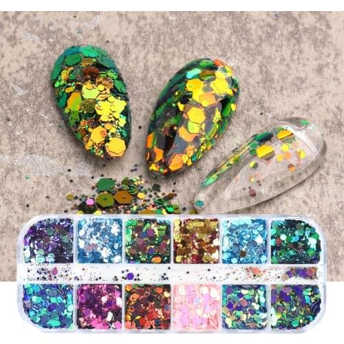 Chameleon Nail Art Sequins Glitter Mirror Flakes Paillette Manicure Holographic Sparkly Slices Stickers Nail Polish Decor LA1904