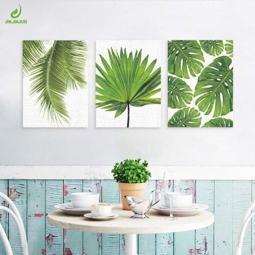 JHLJIAJUN Modern Nordic Green Leaf Plant Poster Print Floral Wall Art Photo Nordic Hipster Rural Home Decor Letters Painting