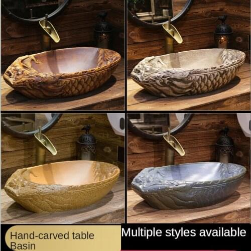 Ceramic Art Table Basin Creative Strange Shape Retro Wash Basin Washbasin Personality Antique Wash Basin