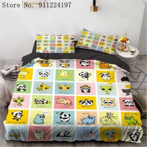 3D Printed Animal Duvet Cover Microfiber Bedding Set Cartoon 2/3pcs Bed Cover Set Bed Linen Sheet For Kids Adults Home Textile